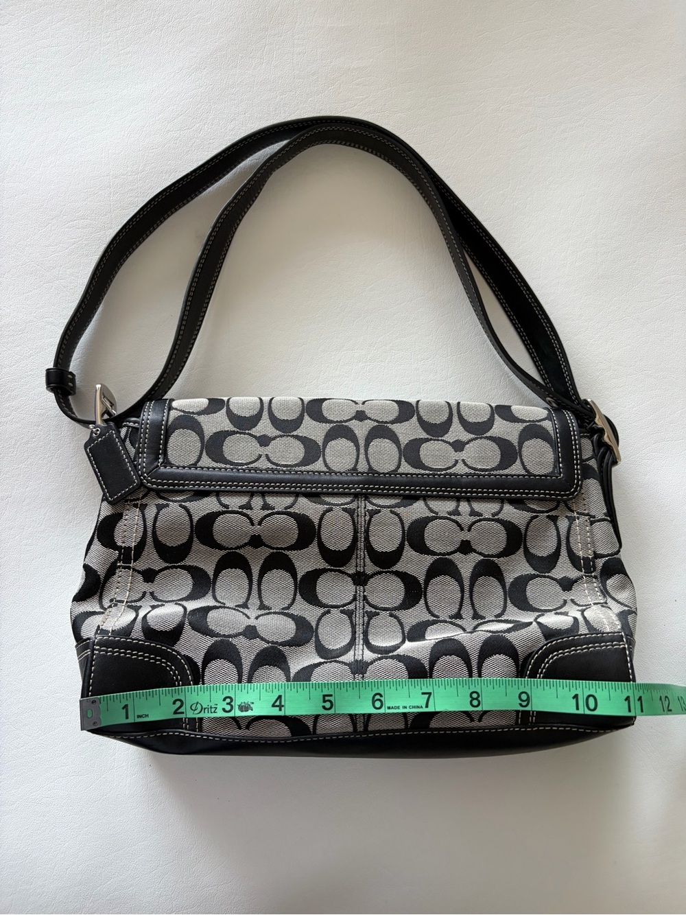 Coach Hamptons Shoulder Bag Signature Jacquard Canvas Leather - Picture 7 of 13